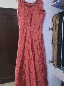 Elegant Coral Embellished Gown