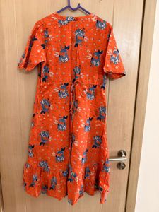 Vibrant Orange Floral Dress
