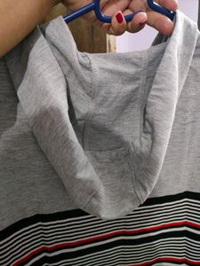 Striped Hoodie - Gray