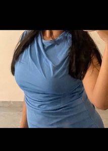 🐬🧵Elegant Ruched Blue Midi Dress