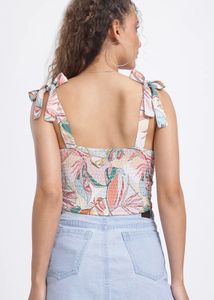 Floral Print Halter Neck Crop Top