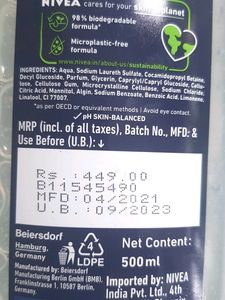 Nivea Men Pure Impact 3 In 1 Shower Gel, Body, Face and Hair