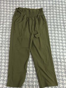Olive Green Paperbag Waist Pants