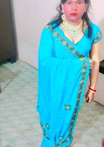 Elegant Blue Saree with Embellishments