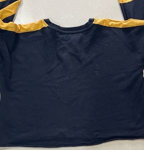 Black Cropped Sweatshirt with Yellow Accents