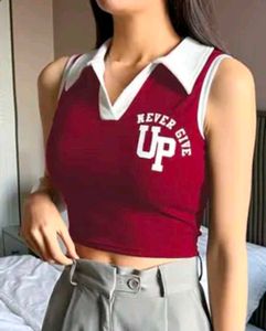 🧨Maroon "Never Give Up" Crop Top