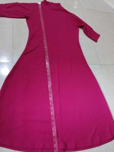 Elegant Magenta Mock Neck Dress