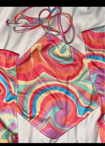 Y2K Swirl Halter Neck Top