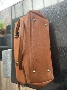 Classic Brown Faux Leather Handbag