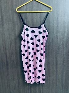 beautiful pink color heart print nighty for sale