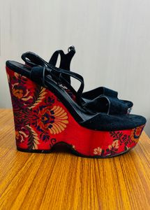 Boho Wedge Heels with Floral Design