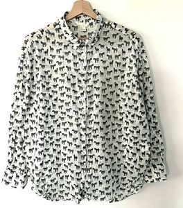 H&amp;M WHITE HORSE PRINT BUTTON-UP SHIRT
