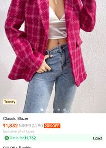 Pink Houndstooth Blazer
