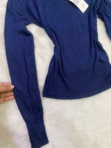 Navy Blue Long Sleeve Top