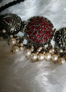 Indian Oxidized Necklace with Pearls