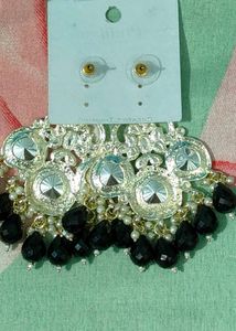 Black &amp; White Stone Pakistani Earrings | Brand New