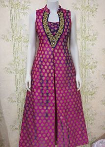 The elegant magenta &amp; Gold Embellished dress