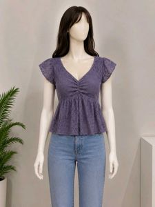 Purple Lace Peplum Top