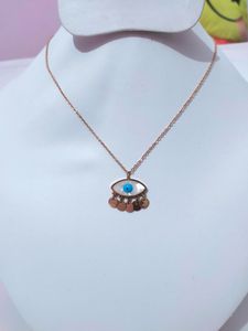 Anti Tarnish Evil Eye Chain Pendant,Rose Gold Colour