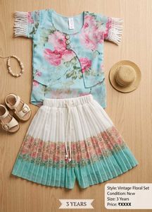 Adorable Floral Print Summer Set