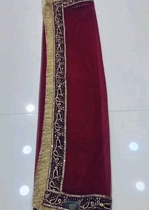 Burgundy Saree with Golden Border