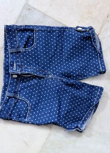 Polka Dot Denim Shorts