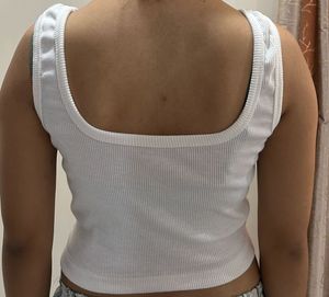 Ribbed Square Neck Tank Top