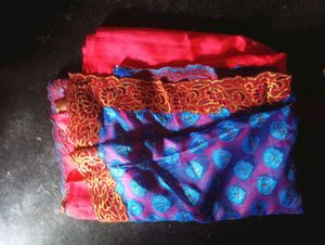 Blue and Red Festive Saree