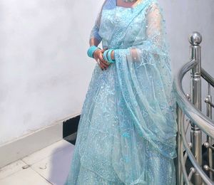 Stunning Blue Sequined Lehenga Choli