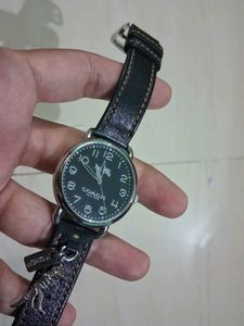 Coach New York Black Leather Dinosaur Charm Watch