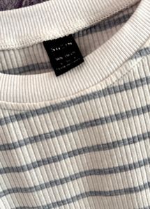 Striped Cropped Ribbed T-Shirt