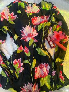 Black Floral Kurta