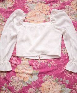 White Puff Sleeve Corset Top