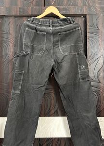 Bershka Contrast Stitch Black Cargo Jeans