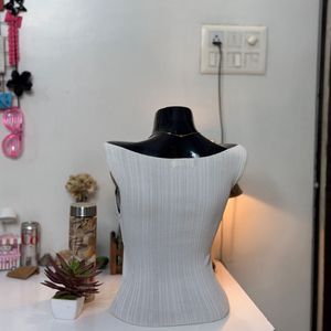 White Ribbed Knit Top
