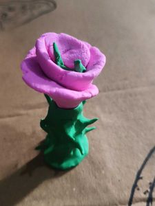 Handmade Pink Rose Clay Figurine