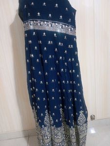 Navy Blue Embroidered Ethnic Gown
