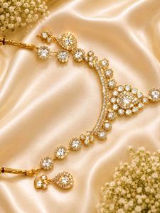 Exquisite Gold-Toned CZ Jewellery Set