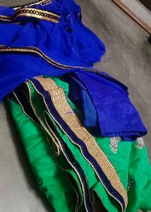 Parrot Green And Blue Lehenga Choli With Dupatta