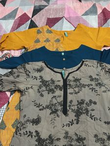 3 Elegant Teal Kurta with Ethnic Border