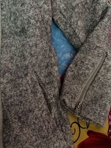 Cozy Grey Jacket Coat with Faux Fur Collar