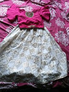 Beautiful Pink & White Lehenga Choli Set