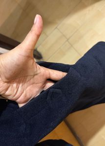 Women's Dark Blue Coat with Fur Collar