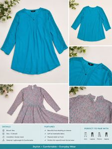 Max Blue Lace Detail Tunic top and printed kurta