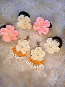 Cute Crochet Flower Large Size Hair Ties
