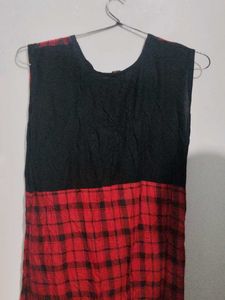 Chic Red Plaid Sleeveless Dress