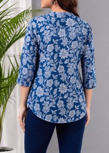 Blue Floral Print Kurta