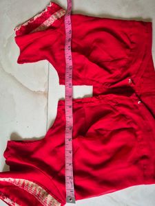 Vibrant Red and black Blouse