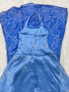 Blue Floral Halter Sundress