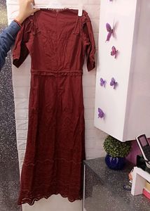 Cotton Maxi Gown With Shiffli Work( Length -50")